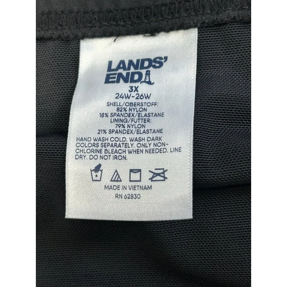 Lands' End NEW Size 3X/ 24W-26W Skort Swim Mini Skirt Black Tummy Control UPF50